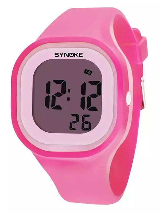 Synoke Kinder-Digitaluhr mit Kautschuk/Plastikarmband Rosa