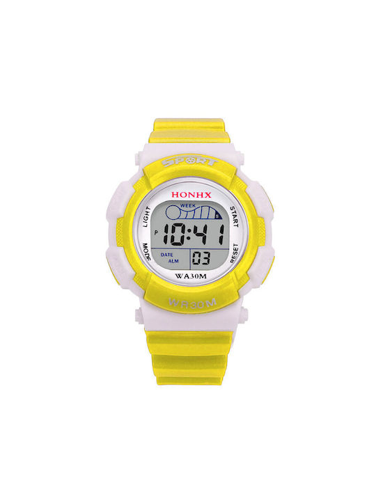 Honhx Kids Digital Watch with Rubber/Plastic Strap Yellow