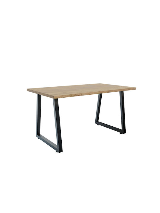 Atlanta Table Dining Room Wooden with Metal Frame Golden Oak 160x80x72cm