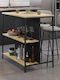 Detroit Masă Bar Lemnoasă cu Schelet Metalic Sapphire Oak - Silky Black 100x60x95buc