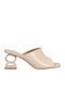 Mules mit Chunky Hoch Absatz in Beige Farbe