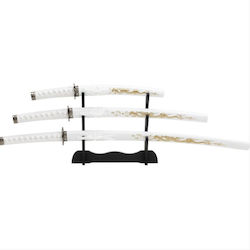 Samurai Sword Set 3 Pieces White Dragon Armar