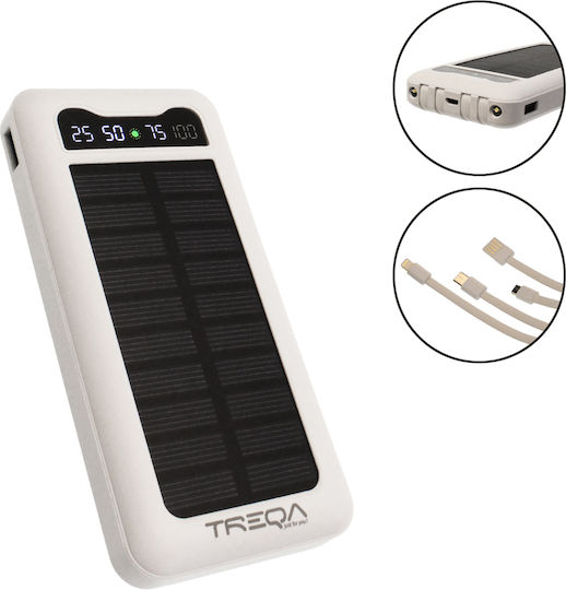 Treqa TR-946 Слънчева Power Bank 10000mAh с USB-A порт Бял