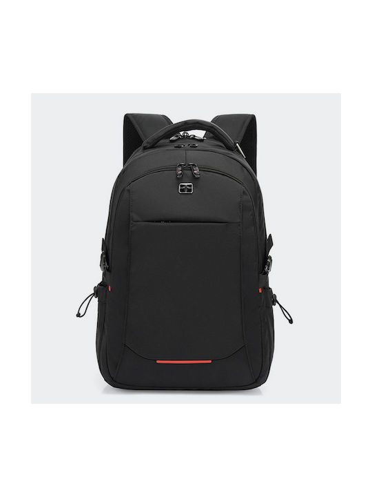 Tourist Gear Fabric Backpack with USB Port Black 25lt