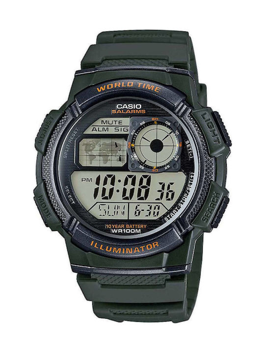 Casio Digital Uhr Chronograph Batterie mit Grün...