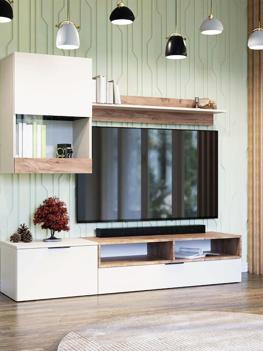 Wohnzimmer TV-Einheit Morocco White mit Vitrine...