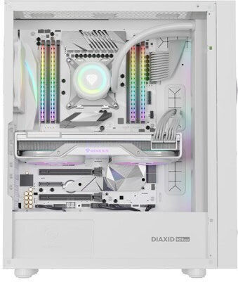 Natec Diaxid 605 Gaming Midi Tower Computer Case with Side Window and RGB Lighting White
