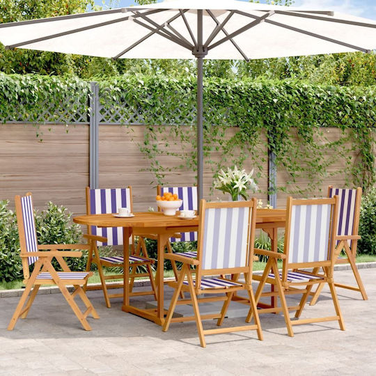 Garten- und Outdoor-Möbelsets Typsatz Speisesaal 7 Stück Blau-Weiß