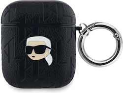 Karl Lagerfeld Karl Head Hülle Silikon mit Haken in Schwarz Farbe für Apple AirPods 1 / AirPods 2 Karl Lagerfeld Karl Head Hülle Silikon mit Haken in Schwarz Farbe für Apple AirPods 1 / AirPods 2