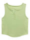 Ustyle Women's Blouse Cotton Sleeveless Green