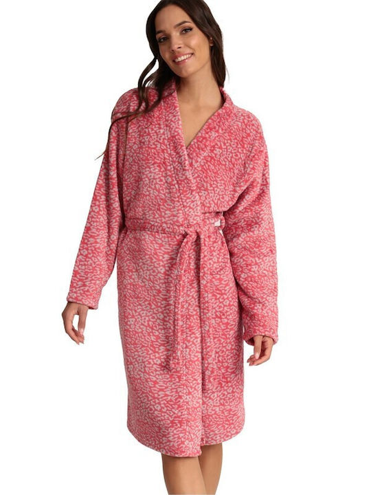 Lydia Creations Winter Women's Fleece Robe Peach 23588-1
