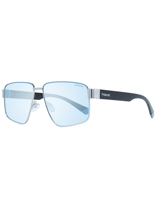 Polaroid Sonnenbrillen mit Silber Rahmen und Hellblau Polarisiert Linse PLD6121/S KUF/58
