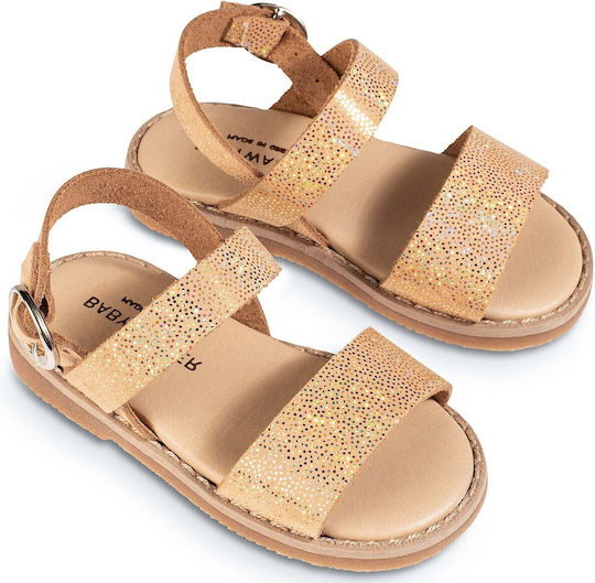 Babywalker Βαπτιστικά Δερμάτινα Πέδιλα Ροζ Χρυσά
