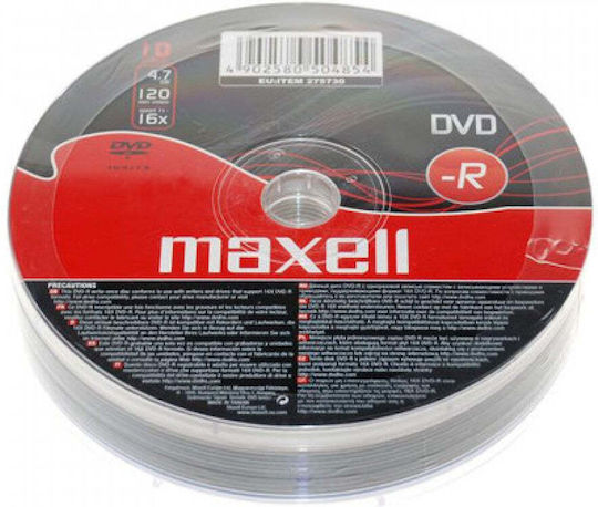 Maxell Εγγράψιμα DVD-R 16x 4.7GB Cake Box 10τμχ