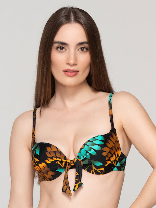 Top bikini smarald cu push-up brodat pentru femei Luna Splendida 59867