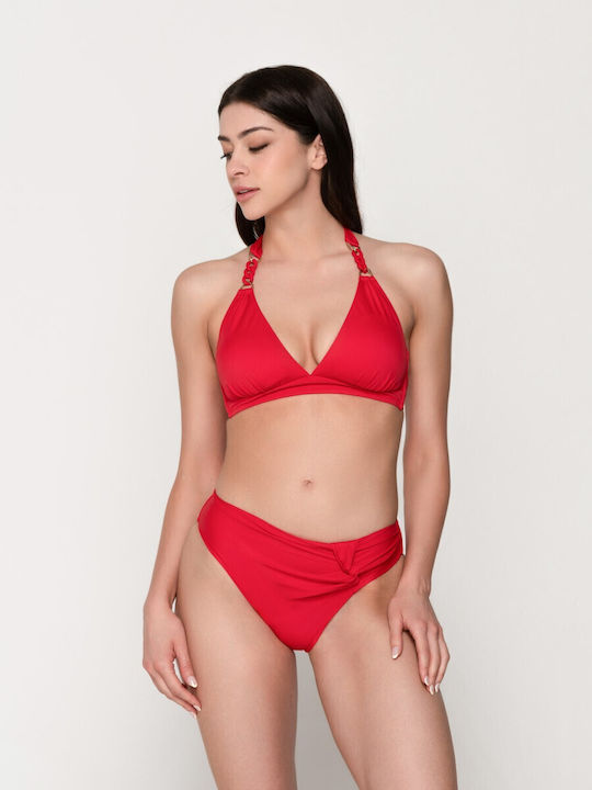 Bikini Arista triunghiular ușor căptușit roșu pentru femei Luna Splendida 60202