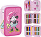 Minnie Mouse Federmäppchen mit 3 Fächern Fuchsie