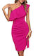 G.X.X Mini Dress with Slit Fuchsia