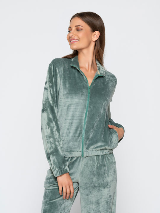 Luna Women's Cardigan with Zipper Mint