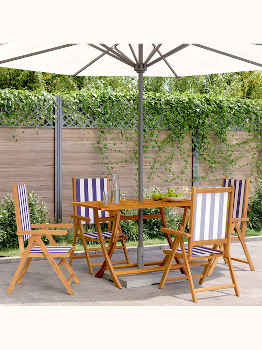 Outdoor Chair Wooden Blue with Cushion 4pcs 48x40x109cm