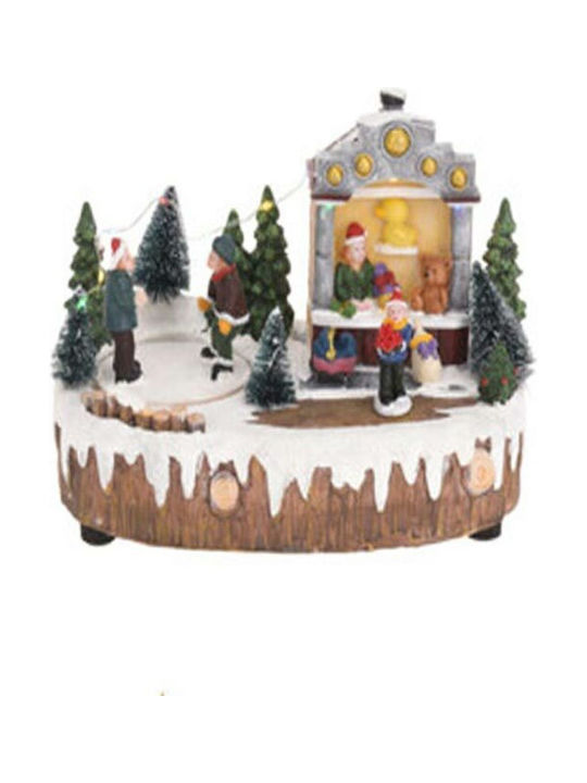 Christmas Decorative Figurines Village Illuminated Shop with Motion