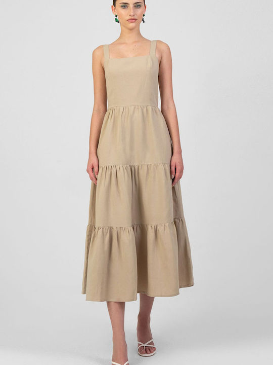 Forever Young The Label Midi Kleid Beige