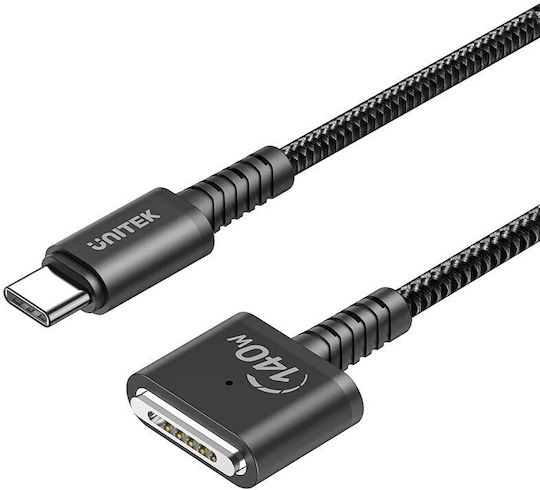 Unitek USB 2.0 Cable USB-C male - Magsafe 3 140W PD Μαύρο 2m C14121BK-2M