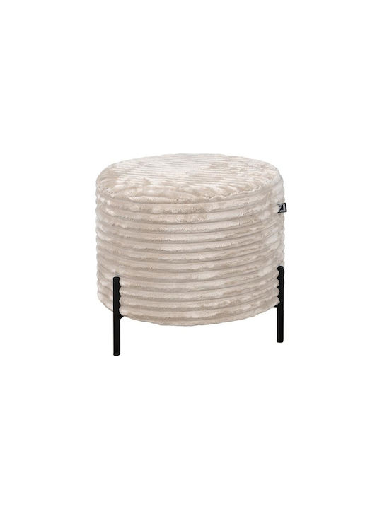 Stool For Living Room Upholstered with Fabric Lux Beige 46x46x43cm