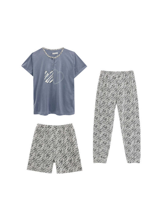 Women's Cotton 3-Piece Animal Print Pyjama Set ...