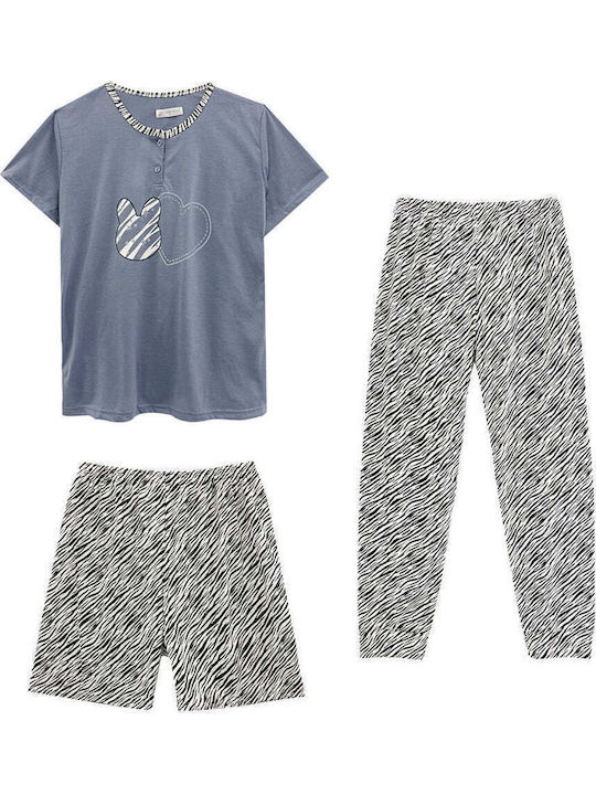 Women's Cotton 3-Piece Animal Print Pyjama Set ...