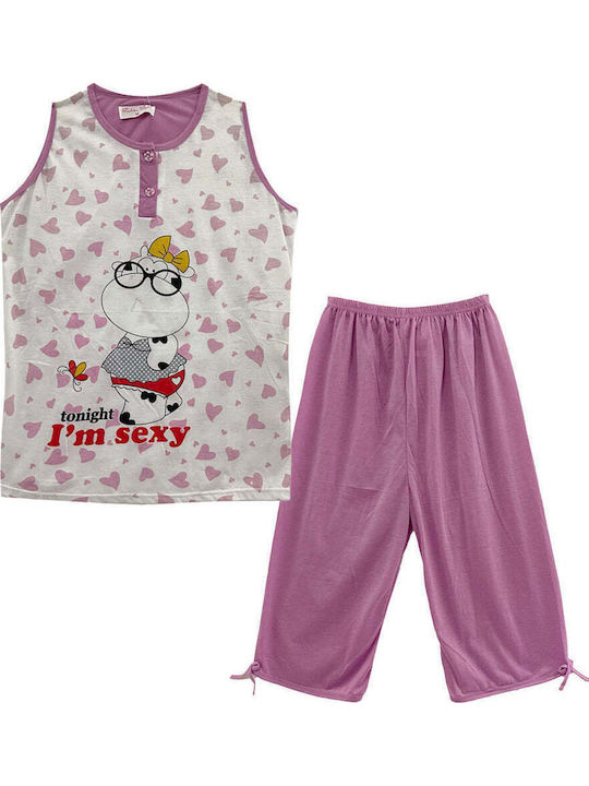 Women's Cotton Pyjama Set Sleeveless Shorts Gp-8238