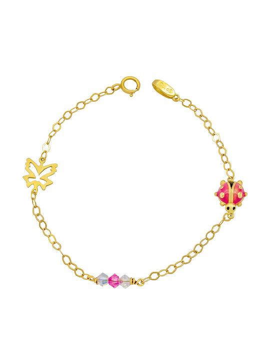 Savvas Design Kids Bracelet Chain from Gold 14K with Butterfly