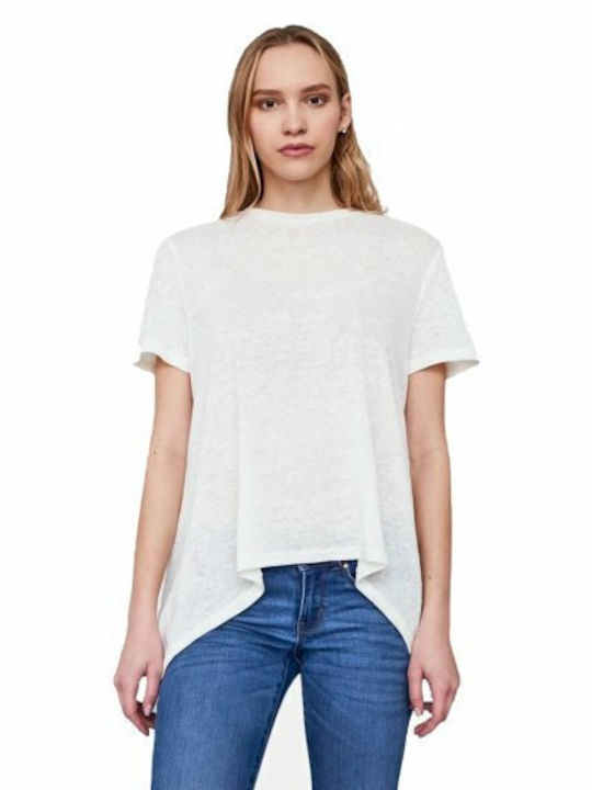 Only Women's Summer Blouse Linen Short Sleeve White