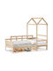 Kinderbett Einzeln Beige für Matratze 80x200cm