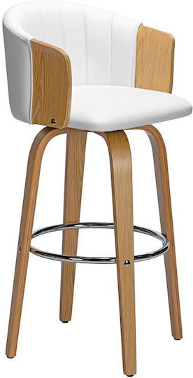 Hocker Bar Gepolstert mit Kunstleder Enzo White 49x49x76cm