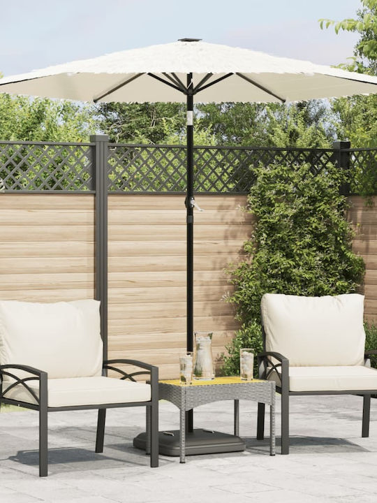 Round Metal White Garden & Terrace Parasol 2.13m