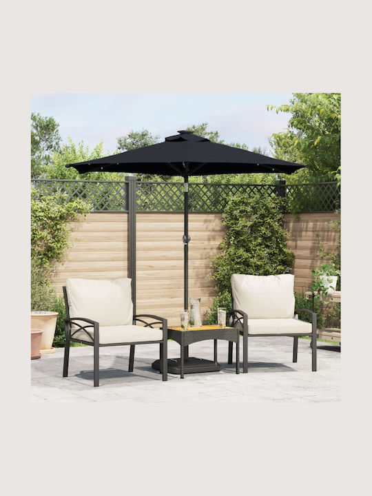 Round Garden Parasol Metal Black Diameter 2.12x...