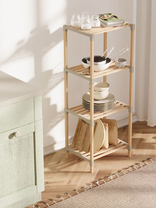 FixWood Floor Bathroom Shelf Wooden 38x30x116cm Beige