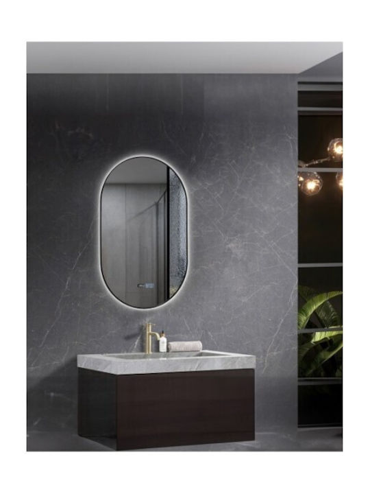 Sparke Oval Bathroom Mirror Led Touch made of Metal 50x100cm Black