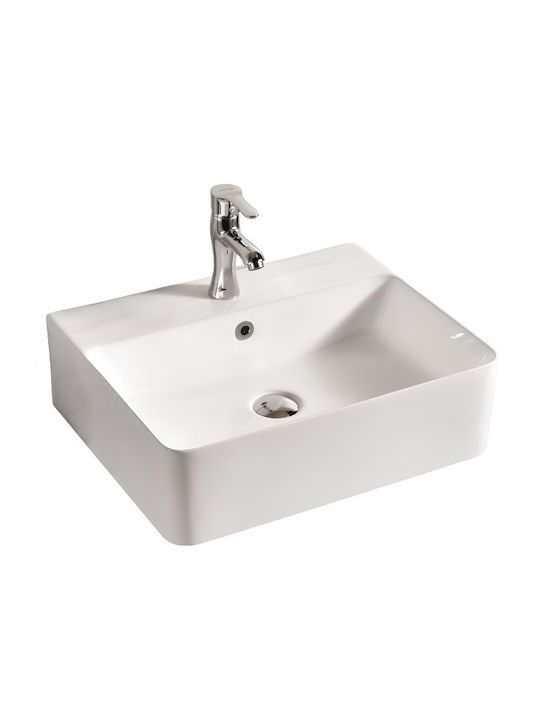 Inter Ceramic Aufgesetztes Waschbecken Porzellan 52x42x15.5cm White