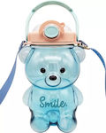 Kids Water Bottle with Straw Blue