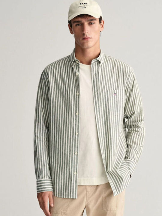 Gant Men's Shirt Long Sleeve Striped White