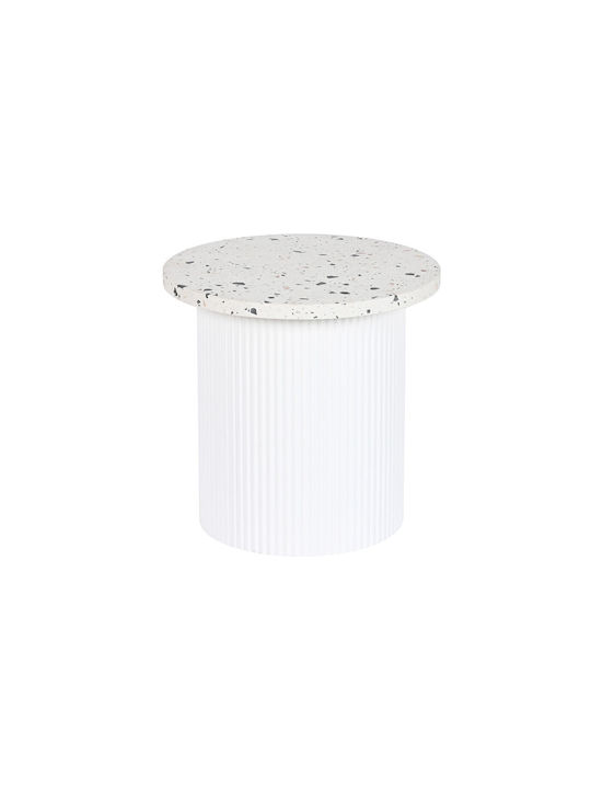 Round Side Table Wooden White L40xW40xH37.5cm