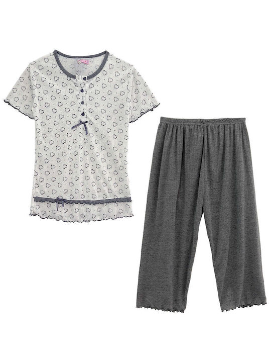 Ustyle Summer Women's Pyjama Set Cotton Gray