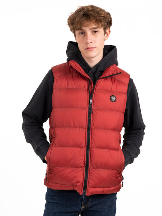 Vcode Men's Sleeveless Puffer Jacket Windproof Red