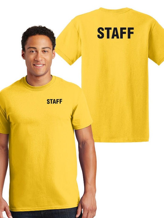 Gelbes Premium T-Shirt mit Pegasus Firmenlogo Mitarbeiterdruck