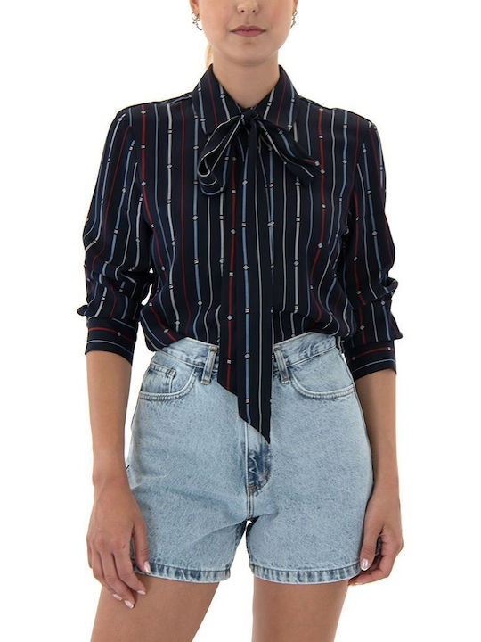 Tommy Hilfiger Women's Striped Long Sleeve Shirt Black