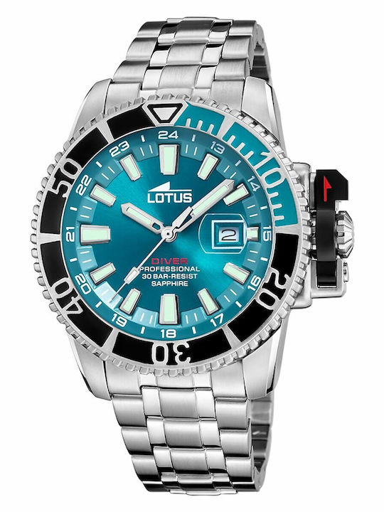 Lotus Watches Ανδρικό Ρολόι Μπαταρίας με Ασημί ...