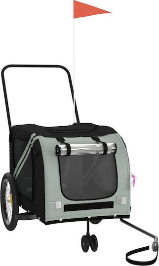 vidaXL Remorcă bicicletă pentru transport câine până la 45kg Gri M134xL72xA68cm.