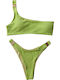 Set Bikini Με Έναν Ώμο & Brazil Ψηλόμεσο Πράσινο